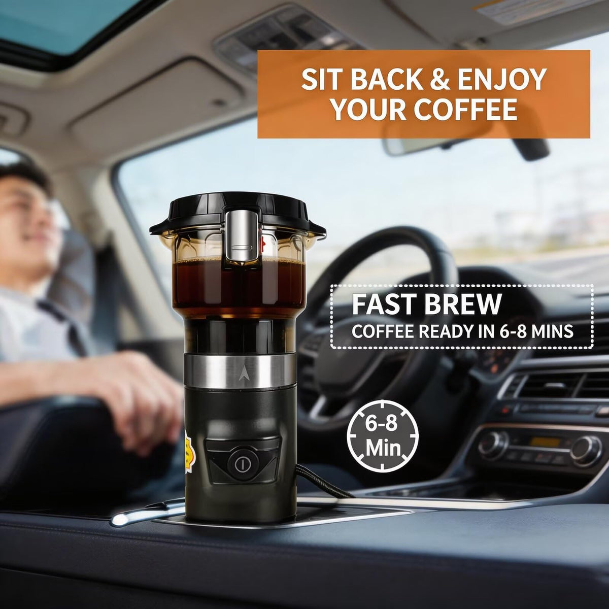 12V Portable Single Serve Car Coffee Maker with Reusable Filter R258777