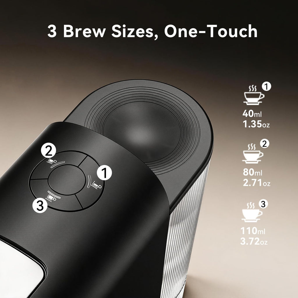 Black Single Serve Espresso Coffee Machine with Removable Tank Z75682