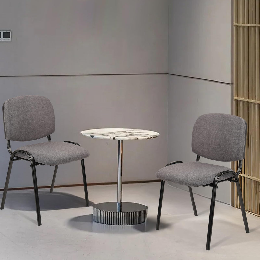 Set of 5 Grey Fabric Stackable Chairs Metal Frame I5307