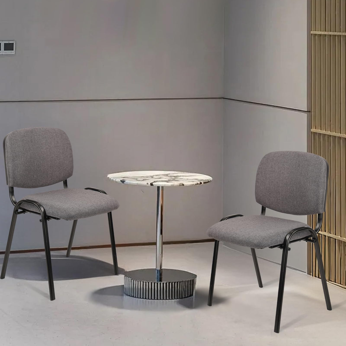 Set of 5 Grey Fabric Stackable Chairs Metal Frame I5307
