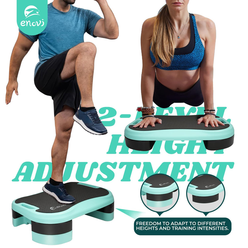 Exercise Step Platform with Cushion and 2 Adjustable Height Risers V3264