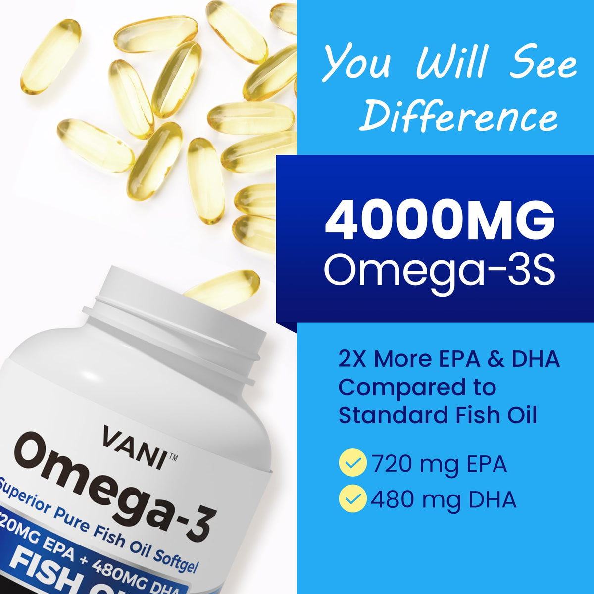 Omega 3 Fish Oil 4000mg 120 Softgels EPA DHA S390
