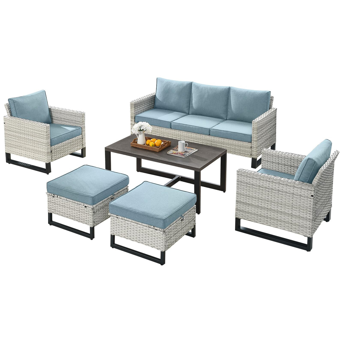 6 Piece Wicker Patio Conversation Set S2152