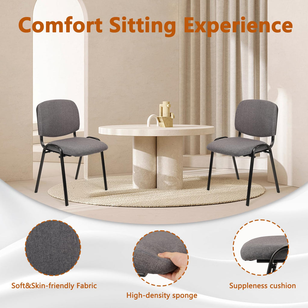 Set of 5 Grey Fabric Stackable Chairs Metal Frame I5307