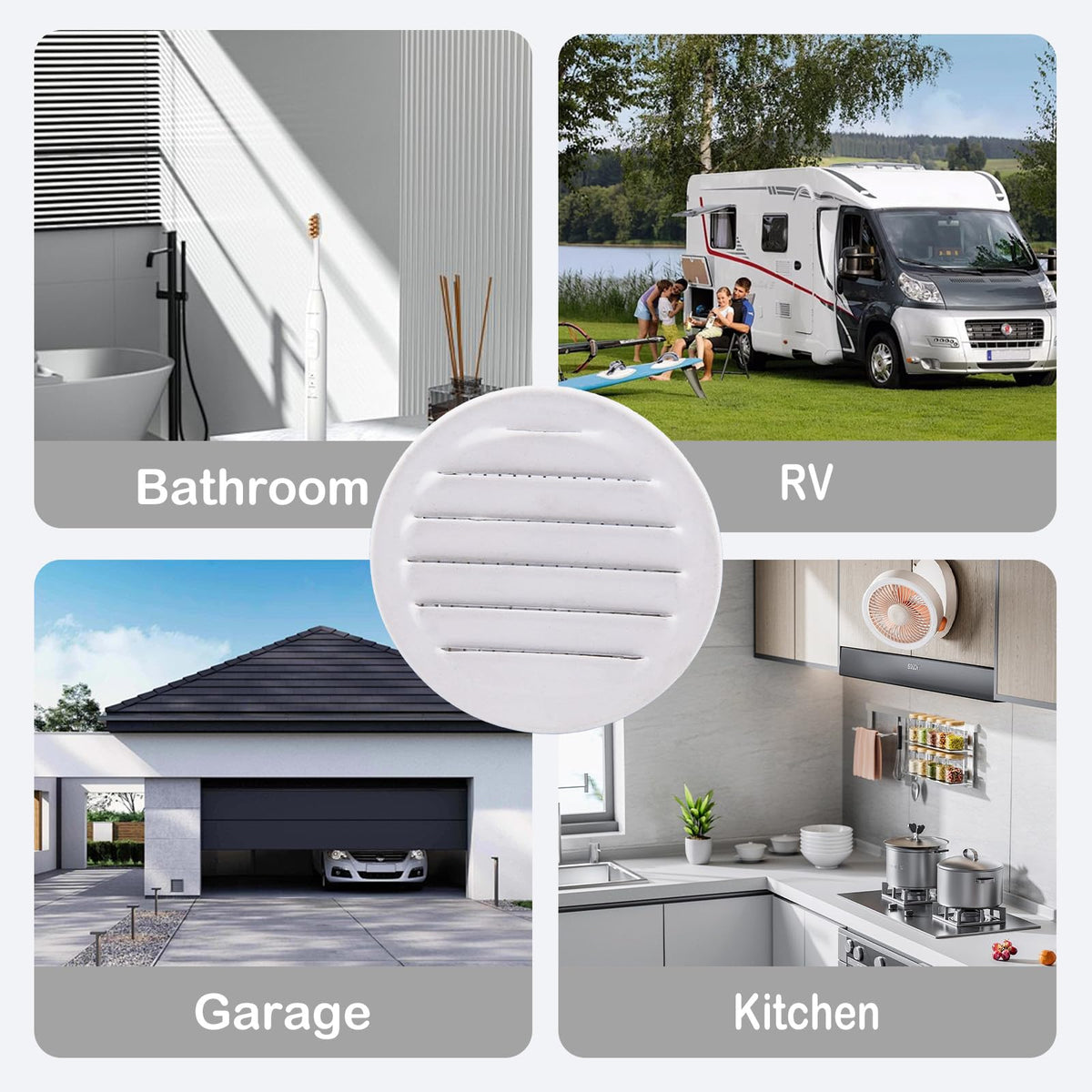 Round Aluminum Louver with Debris Screen, 2 Inches, White, 6-Pack O12000