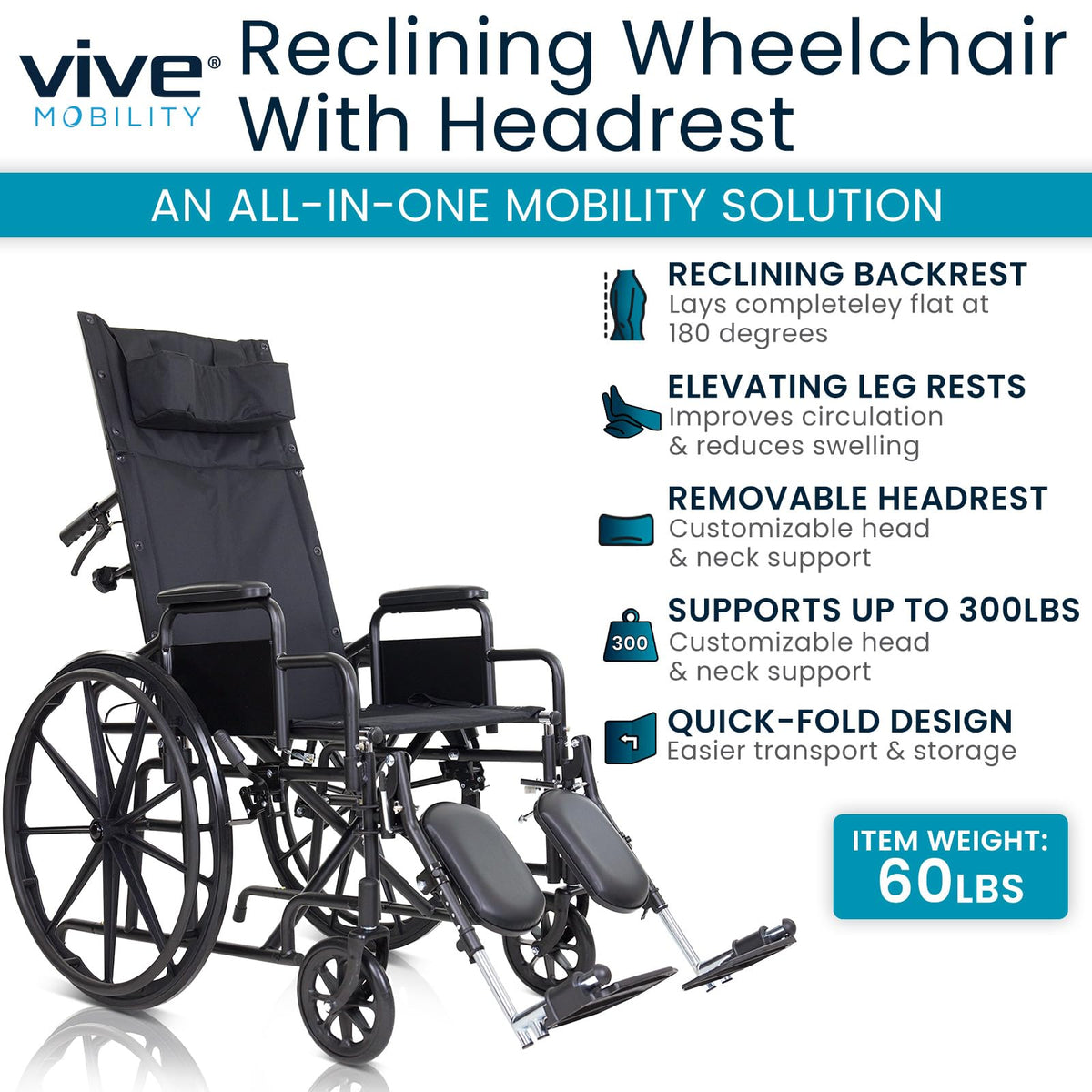 Reclining Wheelchair with Elevating Leg Rests B102393