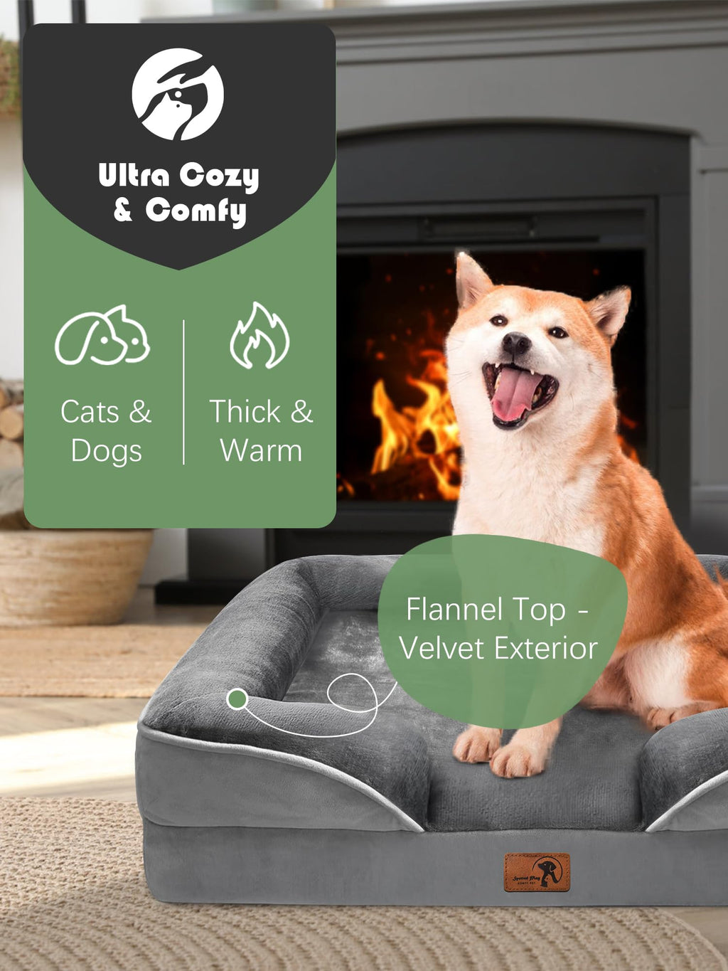 Orthopedic Dog Bed with Sides Grey U853