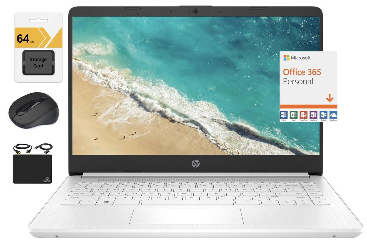 14" Quad-Core Intel Celeron Laptop, 4GB RAM, 128GB, Windows 11 S, White Z186