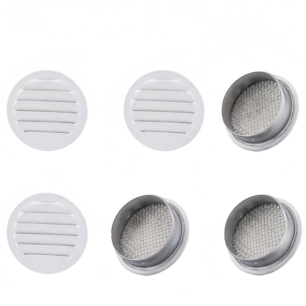 Round Aluminum Louver with Debris Screen, 2 Inches, White, 6-Pack O12000