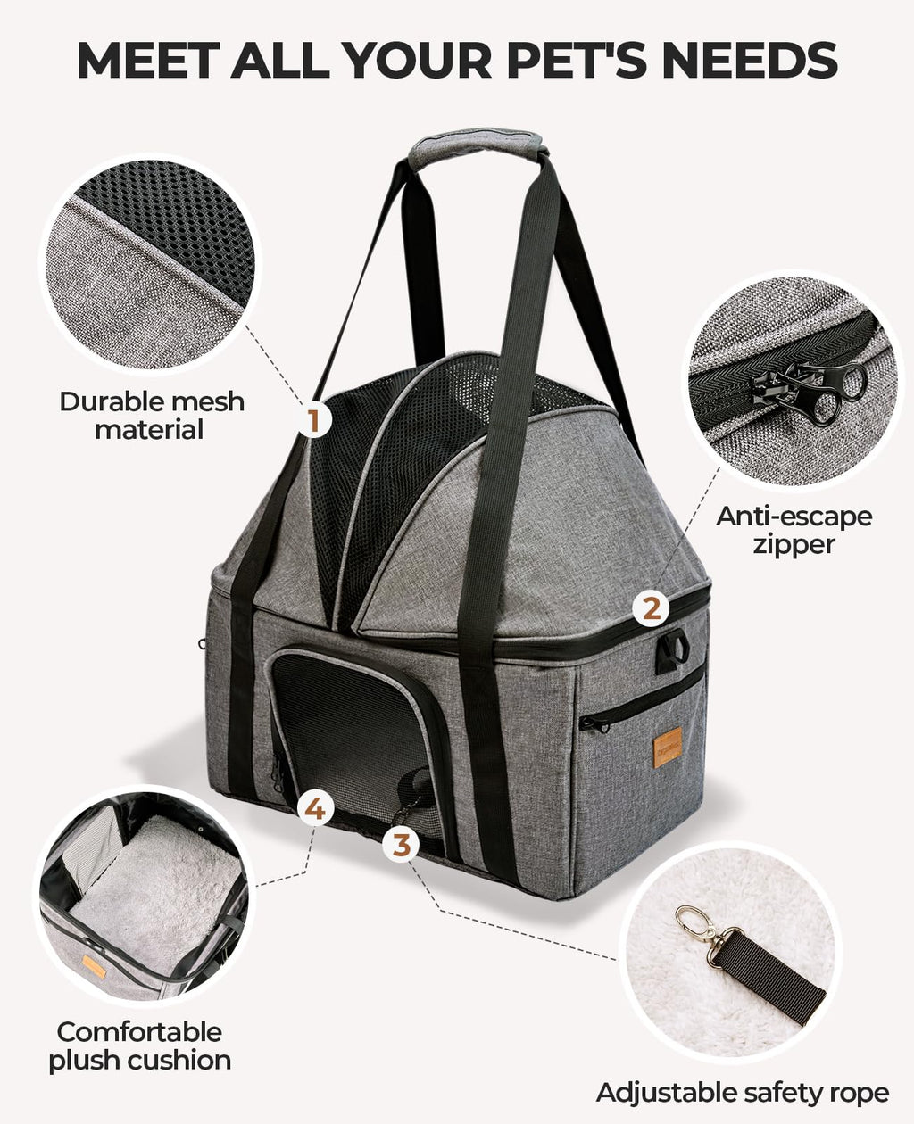 Top-Expandable Cat Carrier with Semi-Open Canopy V139312