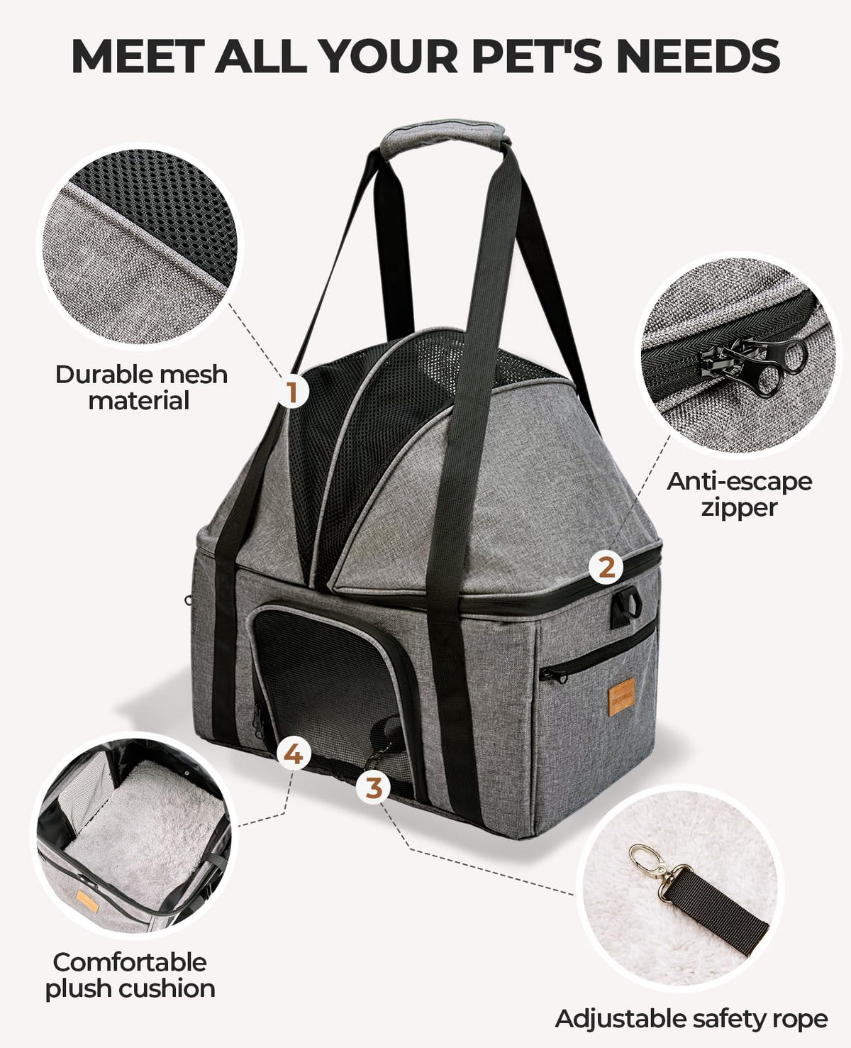 Top-Expandable Cat Carrier with Semi-Open Canopy V139312