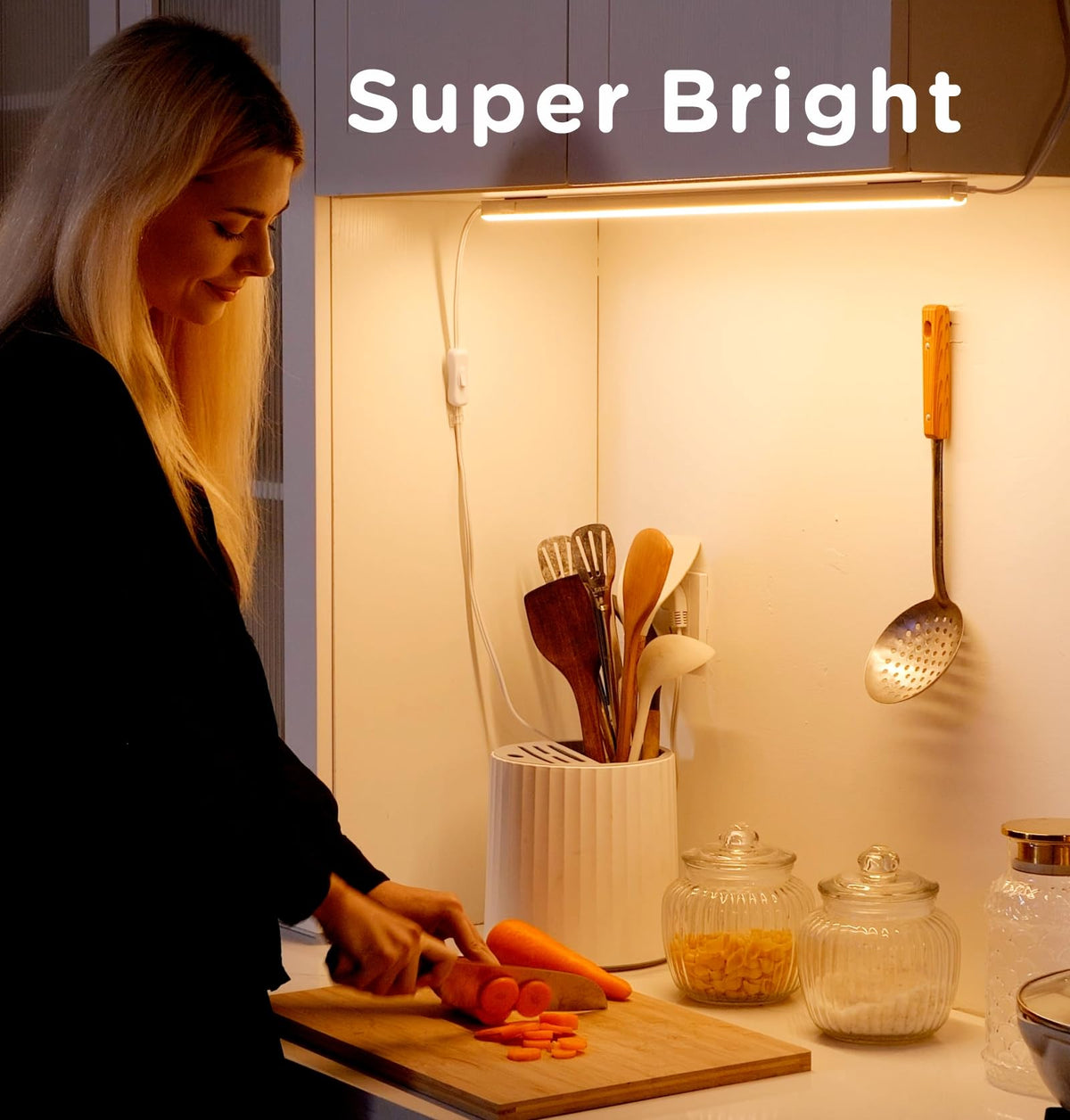 Under Cabinet Lighting Plug in AC120V 3CCT 3000/4000/5000K Linkable Ultra Slim LED Cabinet Light 24inch White 2Pack Y613