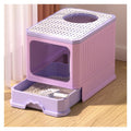 Foldable Cat Litter Box with Lid and Scoop S49101