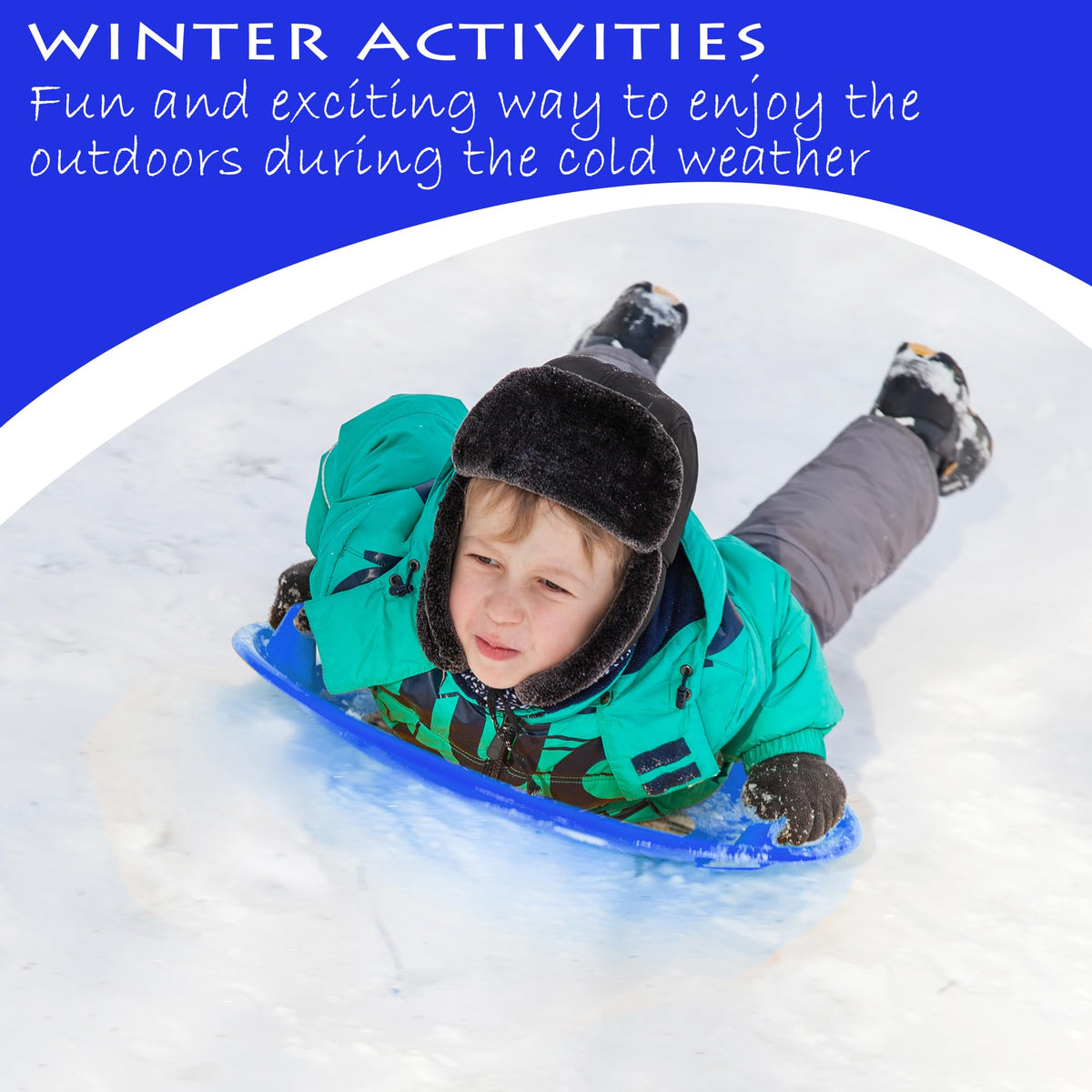 Heavy-Duty Cold Resistant Plastic Snow Sled with Handles L731