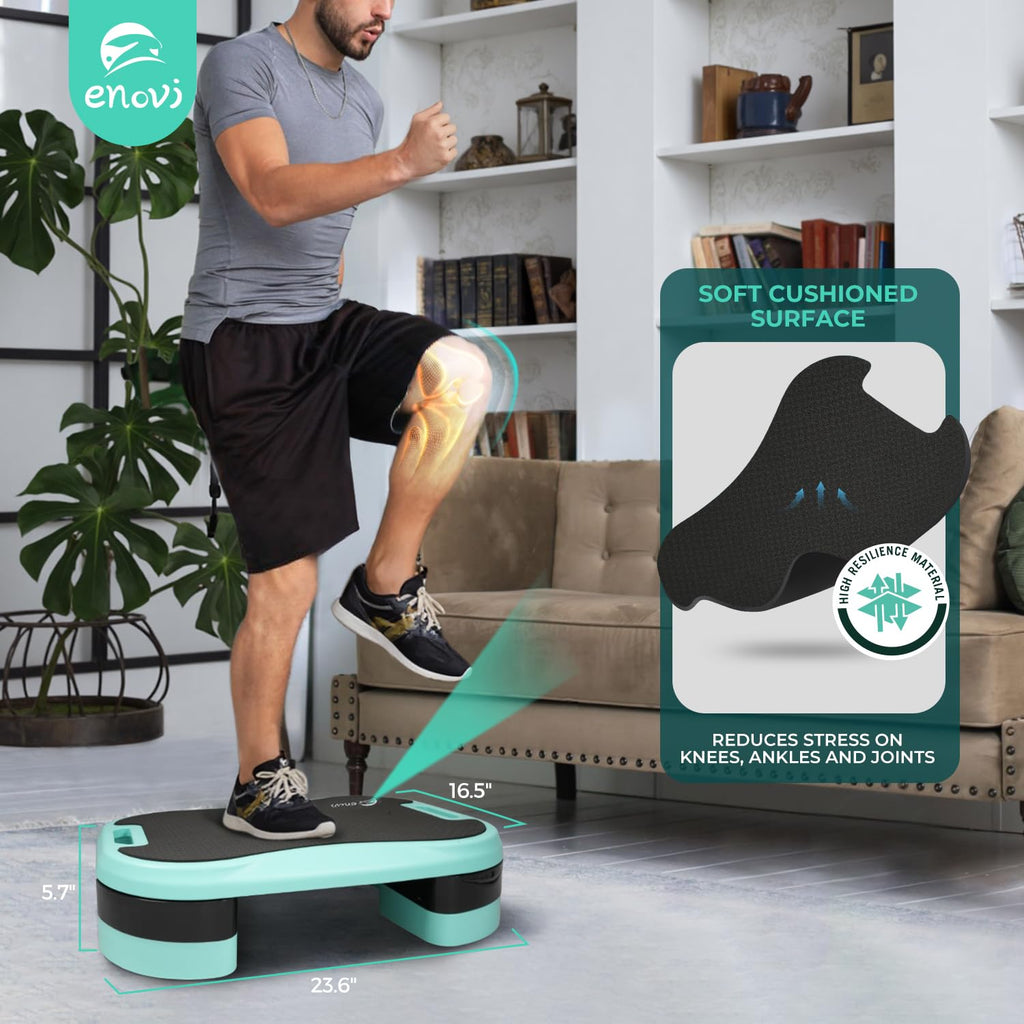 Exercise Step Platform with Cushion and 2 Adjustable Height Risers V3264