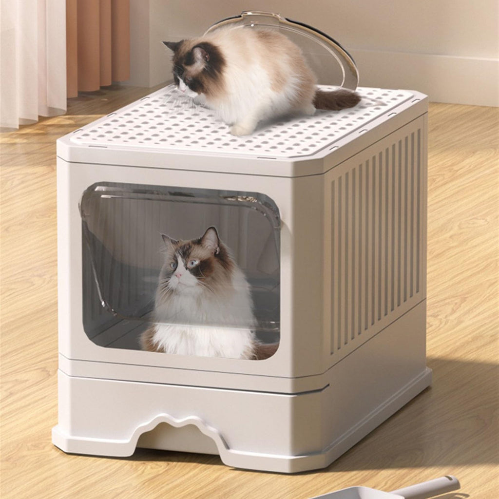 Foldable Cat Litter Box with Lid and Scoop S49101