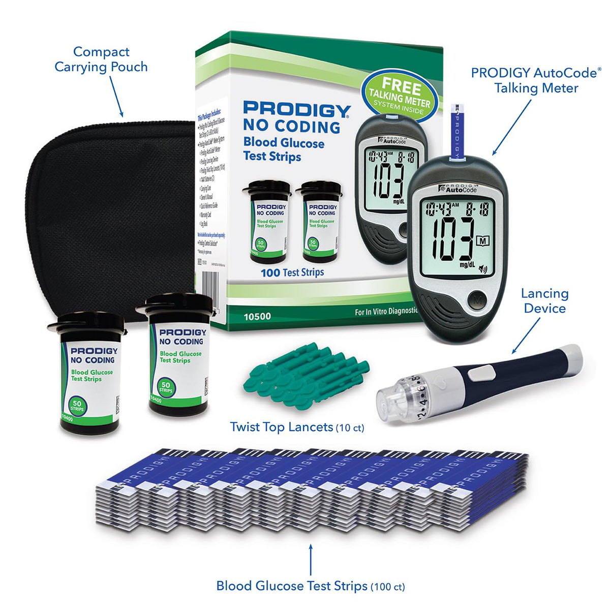100ct Blood Glucose Test Strips with Talking Meter Starter Kit K233939