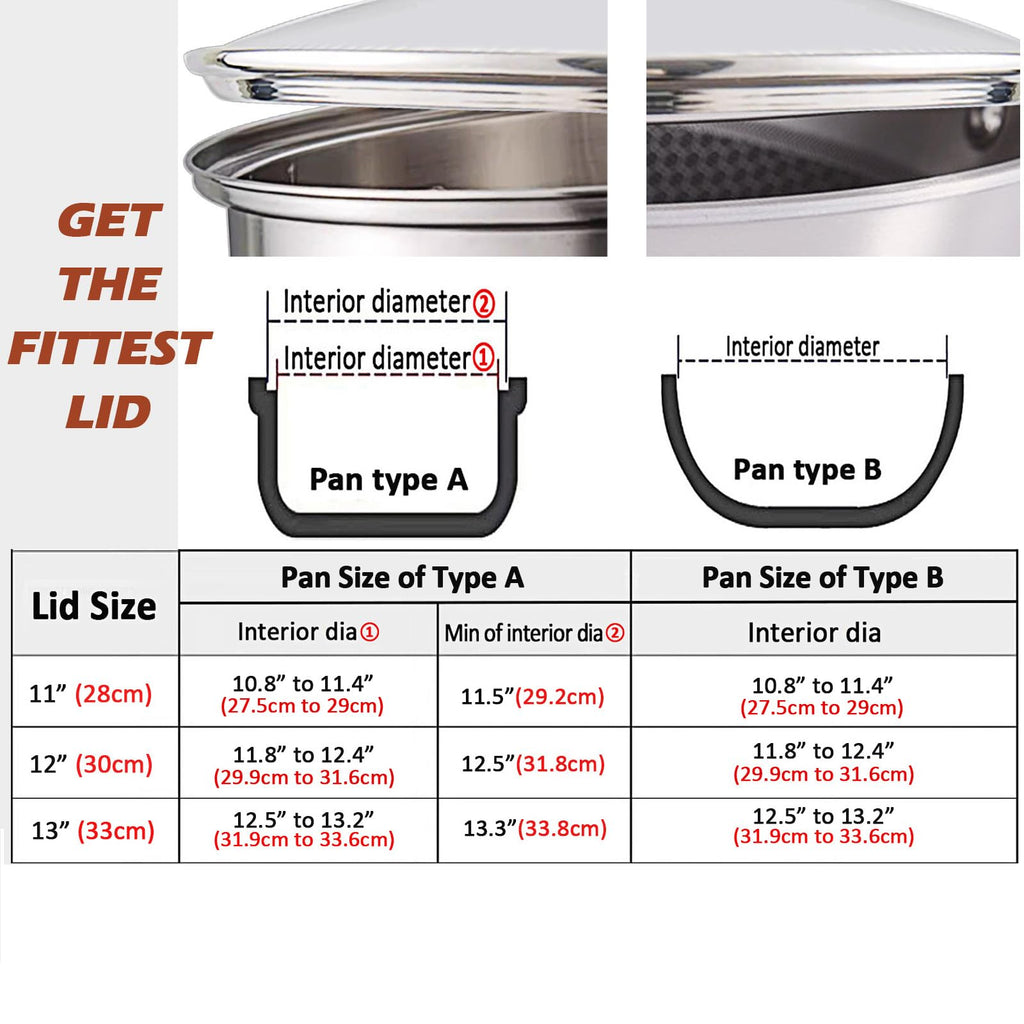 Stainless Steel Glass Lid for 12 Inch Pans and Pots G618