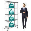 5-Shelf Adjustable Heavy Duty Metal Shelving Unit with Wheels, Black R11753