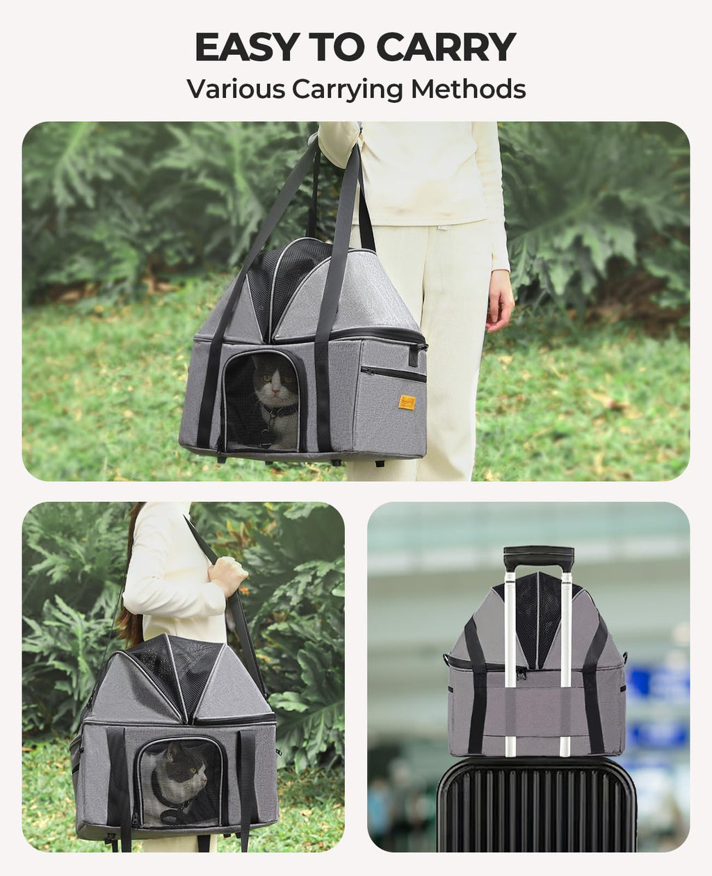 Top-Expandable Cat Carrier with Semi-Open Canopy V139312