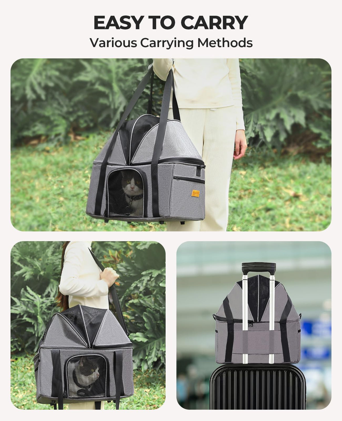 Top-Expandable Cat Carrier with Semi-Open Canopy V139312