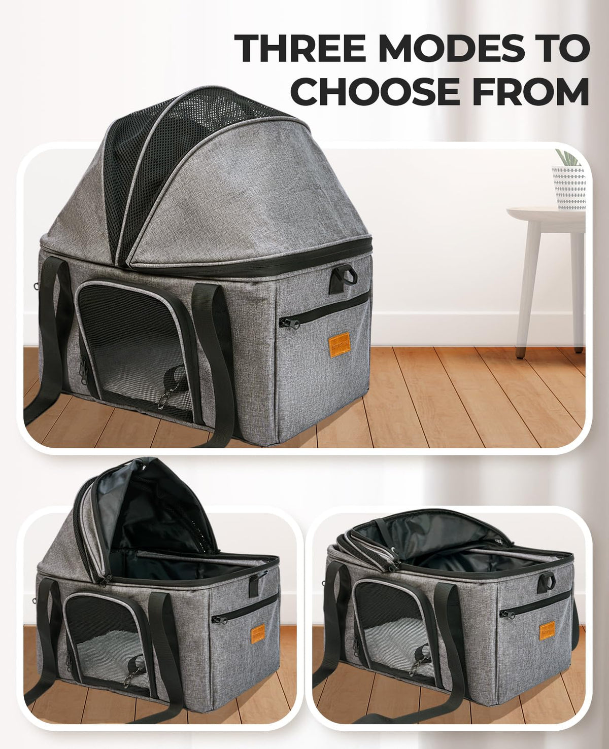 Top-Expandable Cat Carrier with Semi-Open Canopy V139312