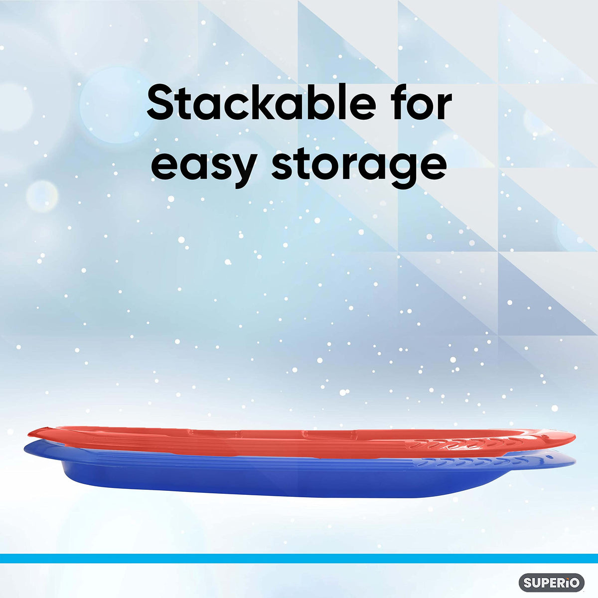 36" 48" Heavy Duty Plastic Toboggan Snow Sled with Handles, 3 Pack K2130