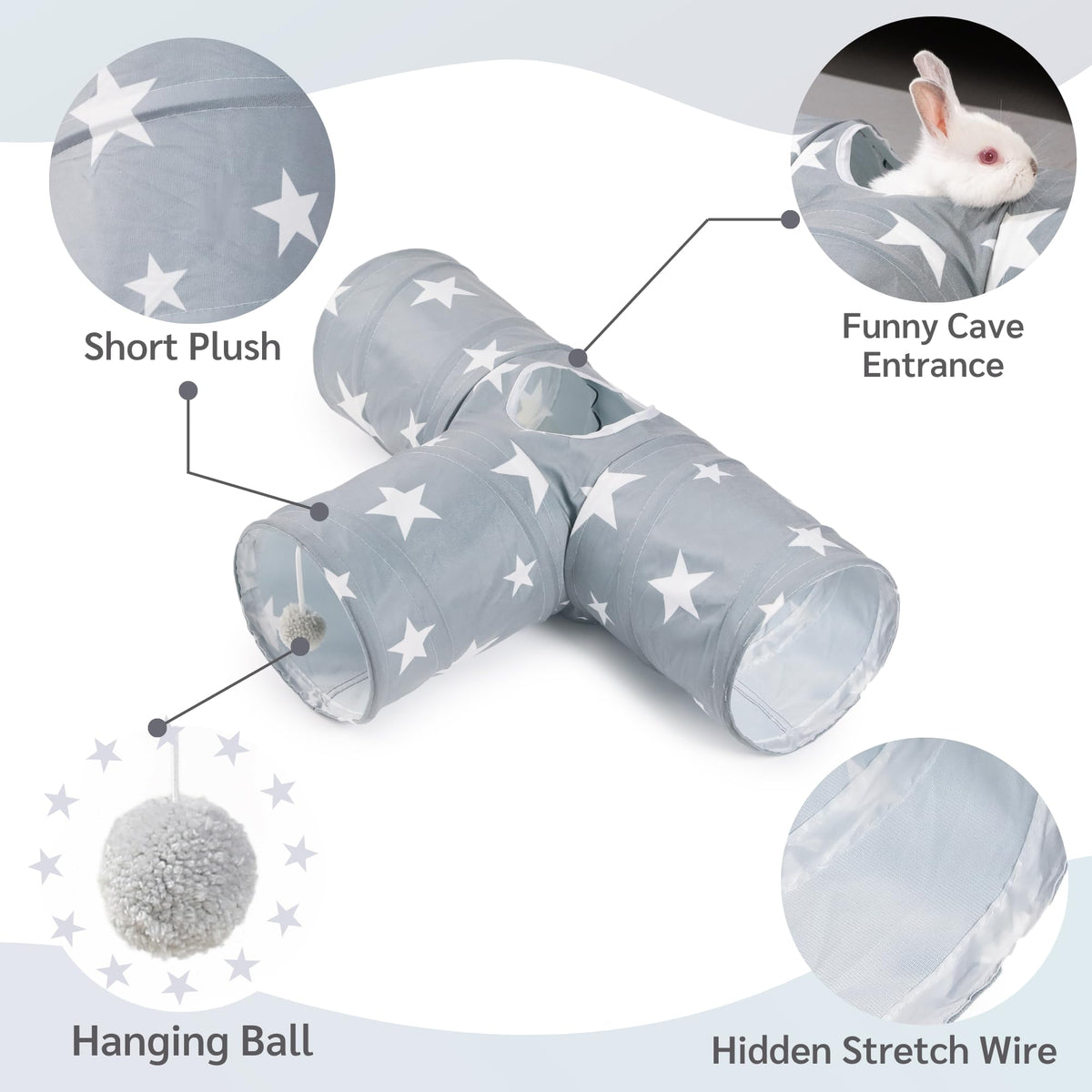 3 Way Collapsible Rabbit Tunnel Toy V513