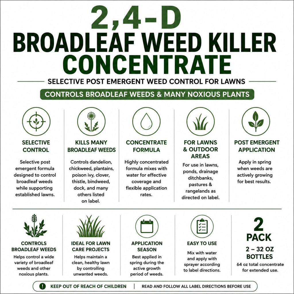 2,4-D Broadleaf Weed Killer Concentrate 32 oz 2 Pack N890