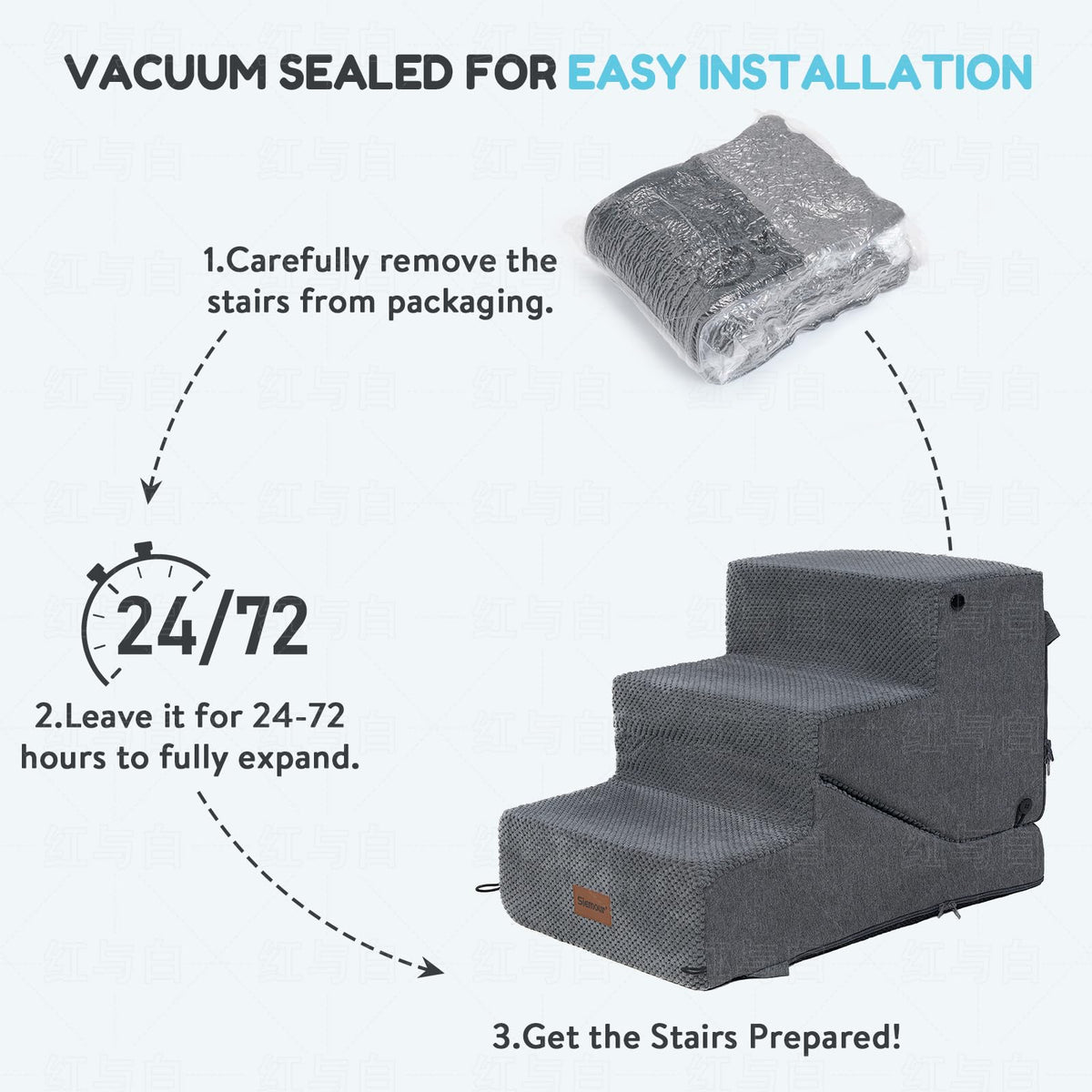 4-Step Dog Stair and Ramp with Non-Slip Bottom Grey S58519