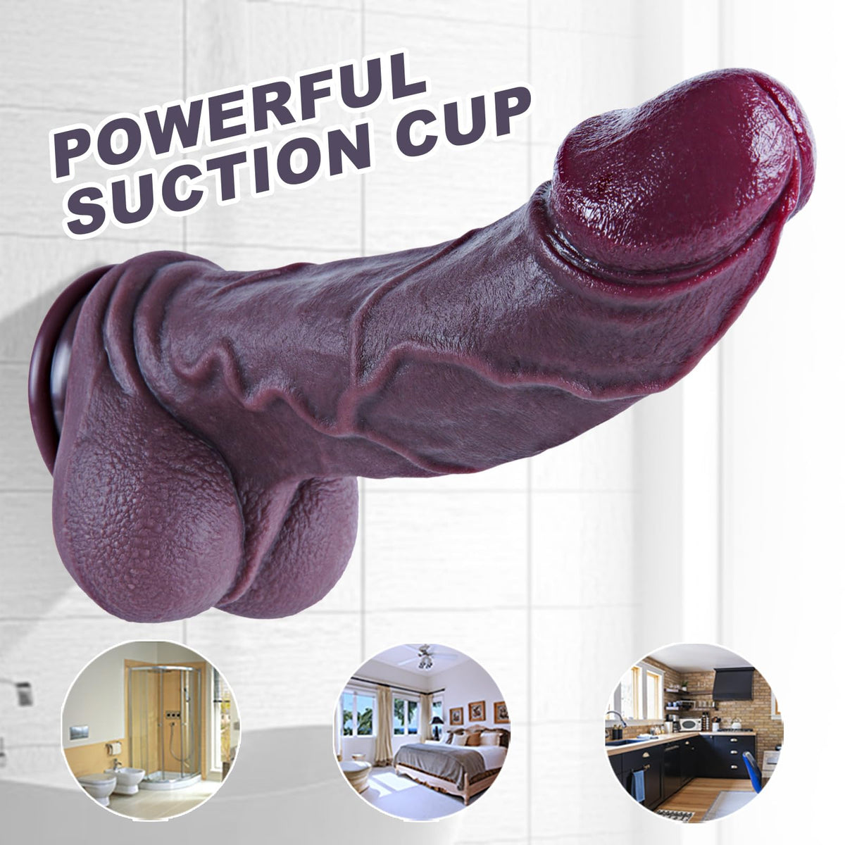 11.6" Black Silicone Suction Cup Dildo C8440