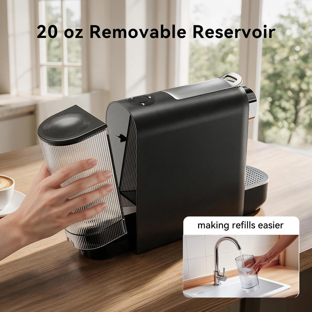 Black Single Serve Espresso Coffee Machine with Removable Tank Z75682