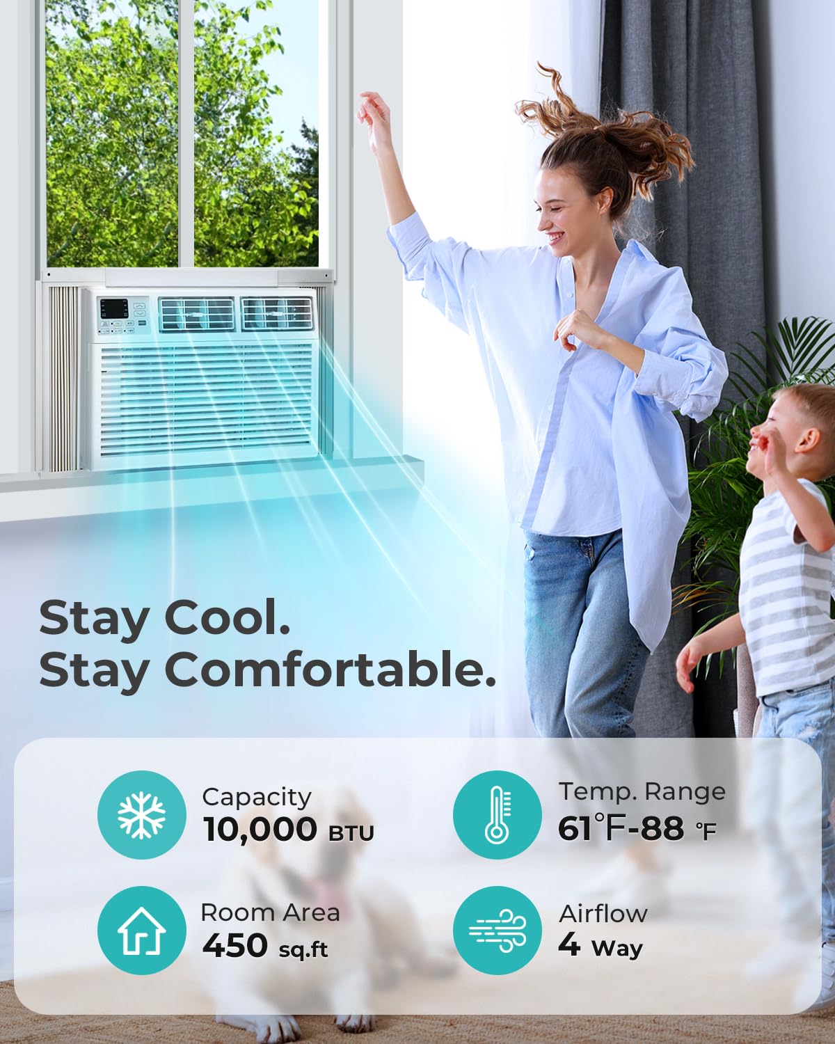 10000 BTU 6-in-1 Window Air Conditioner with Remote Control H742