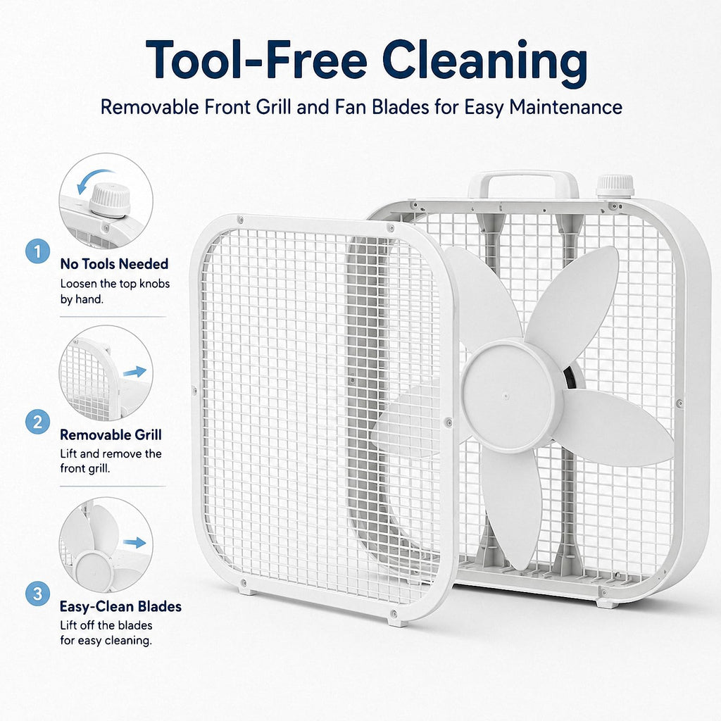 20 Inch Portable Box Fan with 3 Speeds, White H753135
