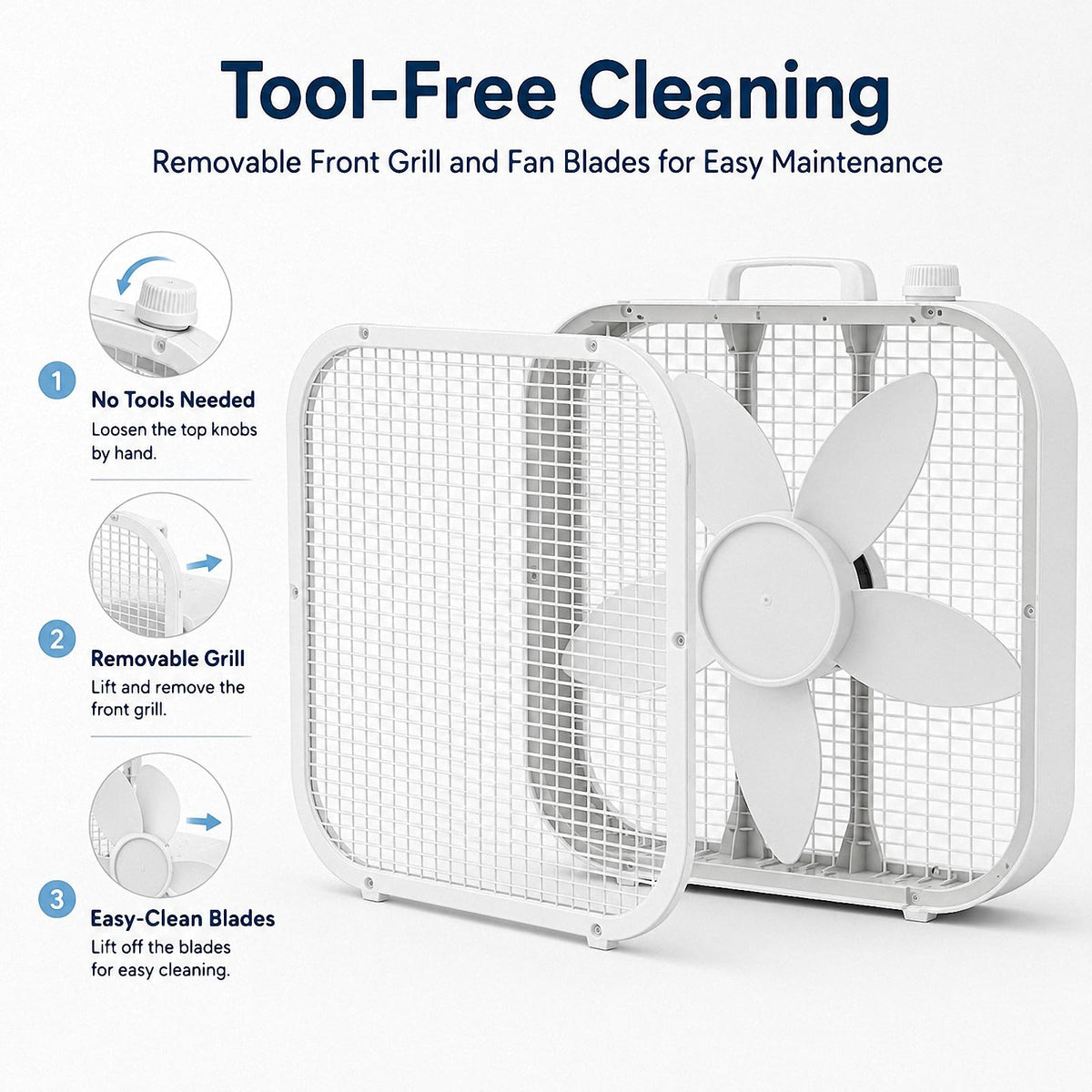 20 Inch Portable Box Fan with 3 Speeds, White H753135