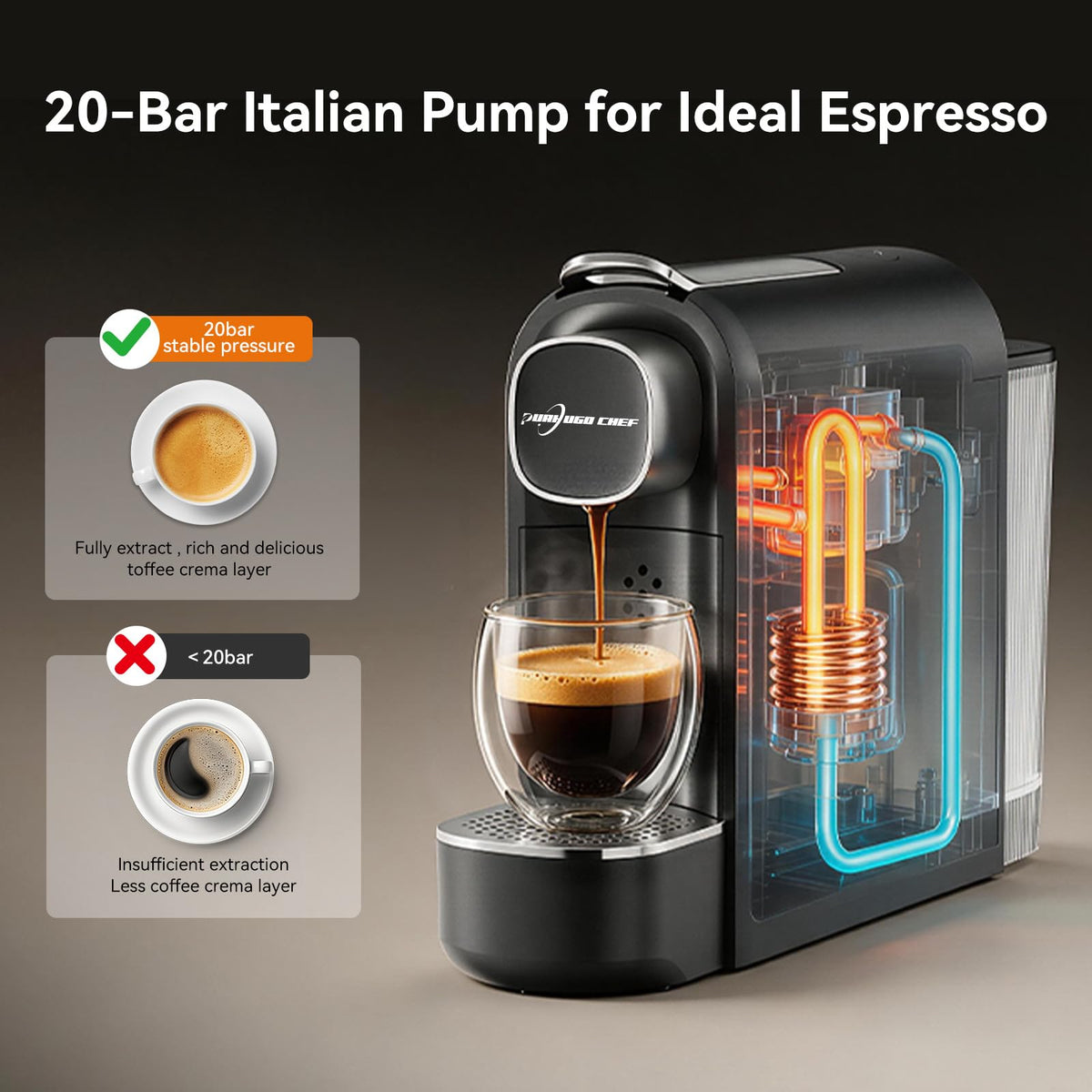 Black Single Serve Espresso Coffee Machine with Removable Tank Z75682