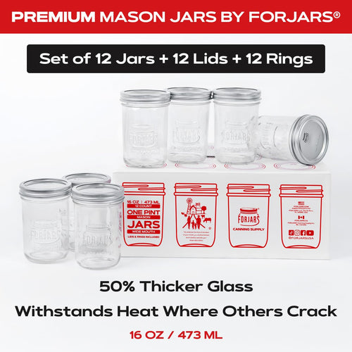 16oz Wide Mouth Glass Canning Jars 12-Pack J347852