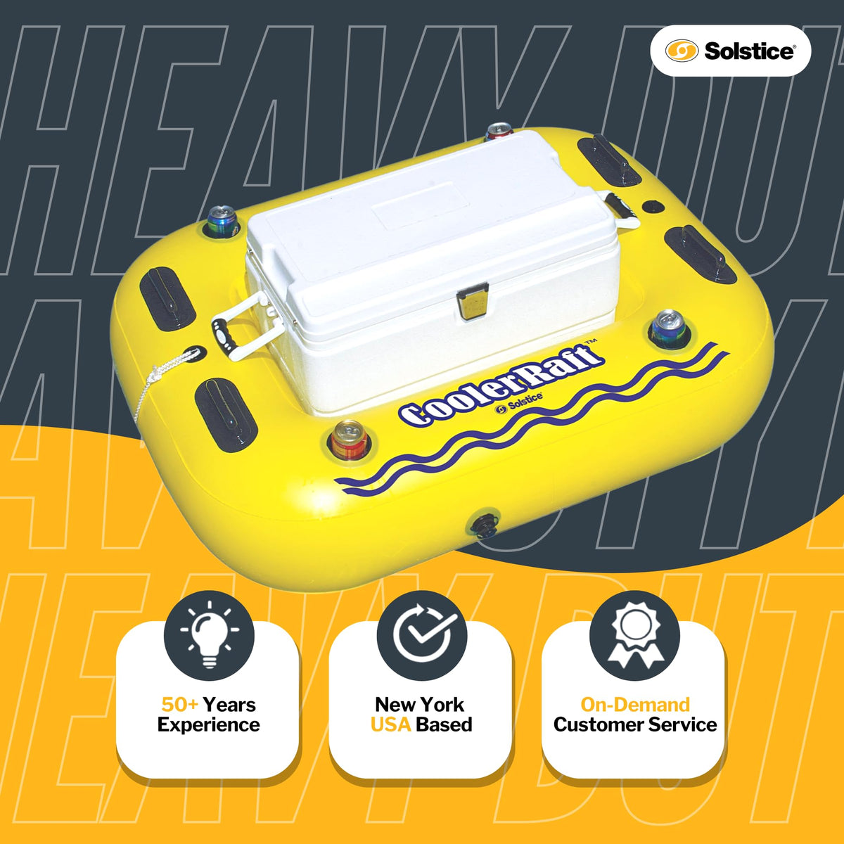 Yellow Inflatable Tube Float with Grab Handles and Cupholders C998