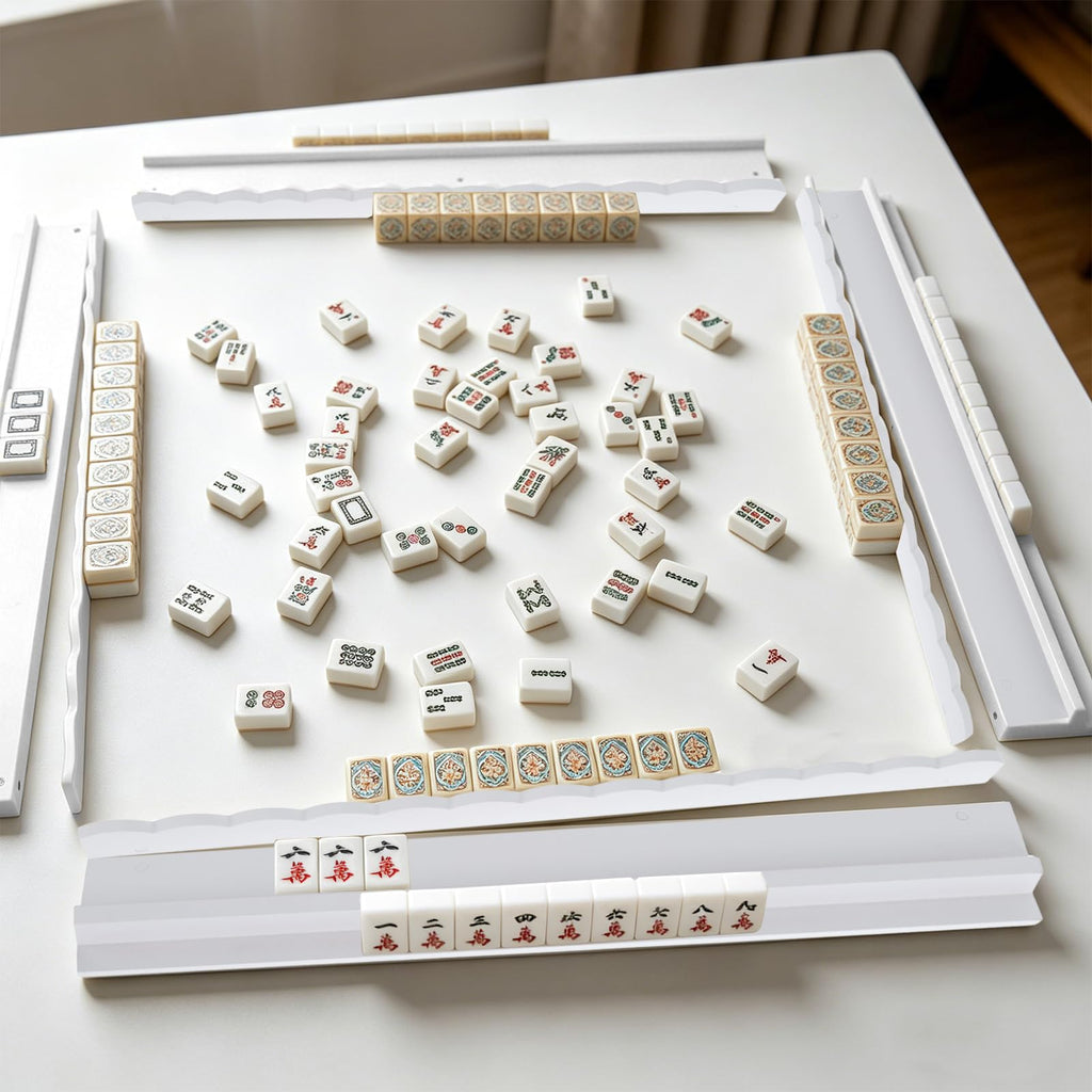 Wooden Mahjong Racks with Pushers Set of 4 G34241