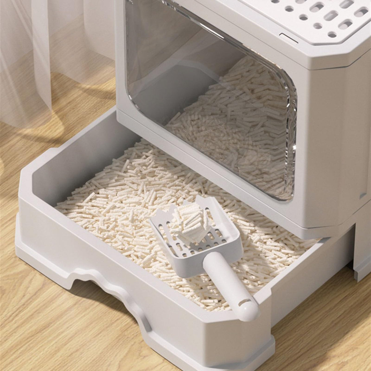 Foldable Cat Litter Box with Lid and Scoop S49101