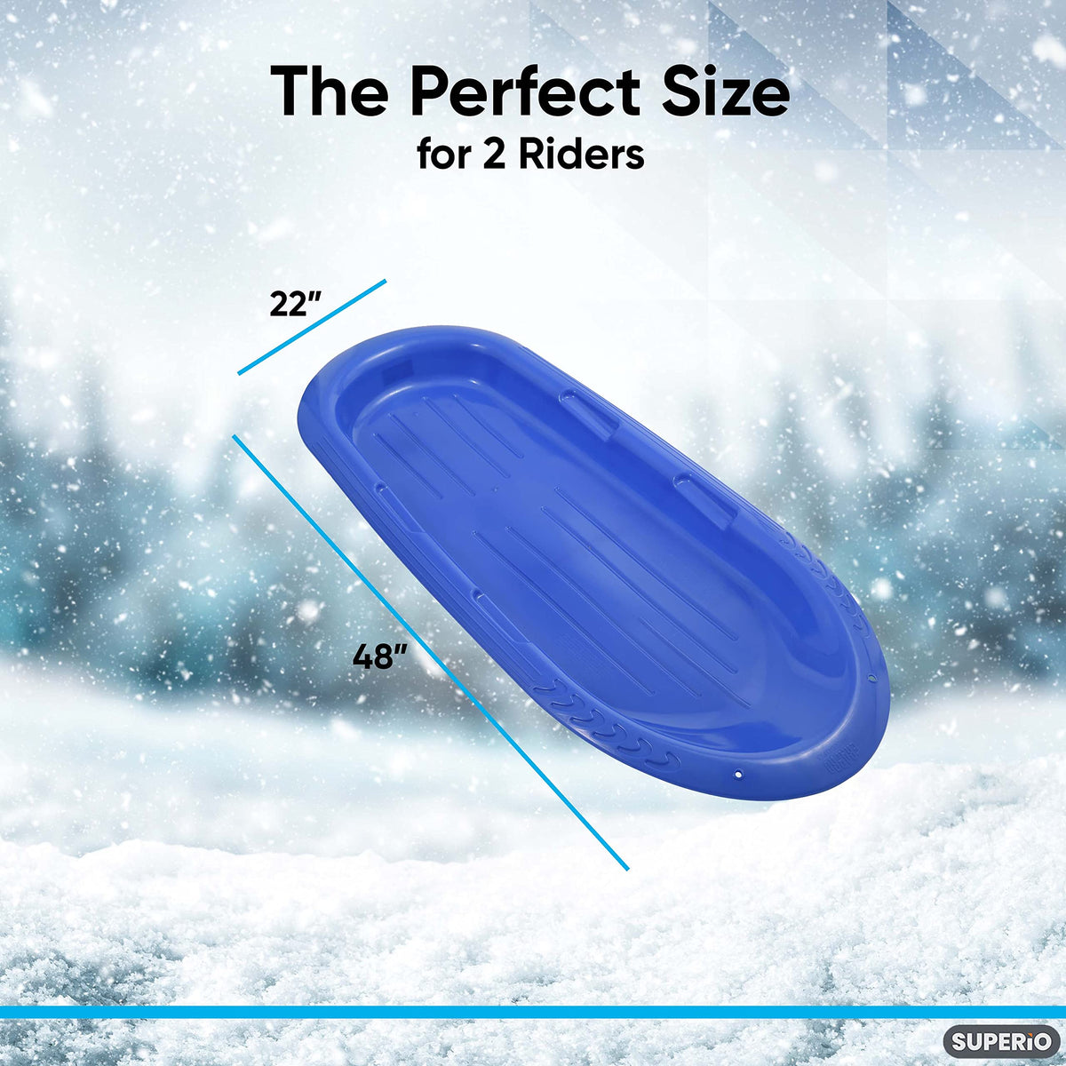 36" 48" Heavy Duty Plastic Toboggan Snow Sled with Handles, 3 Pack K2130