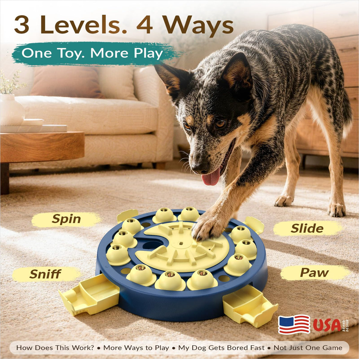 Large 3 Levels Dog Puzzle Toy X60468