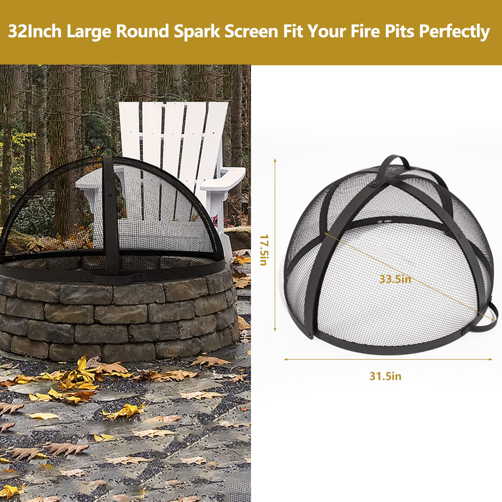 32" Round Fire Pit Spark Screen Cover with Door Y7240