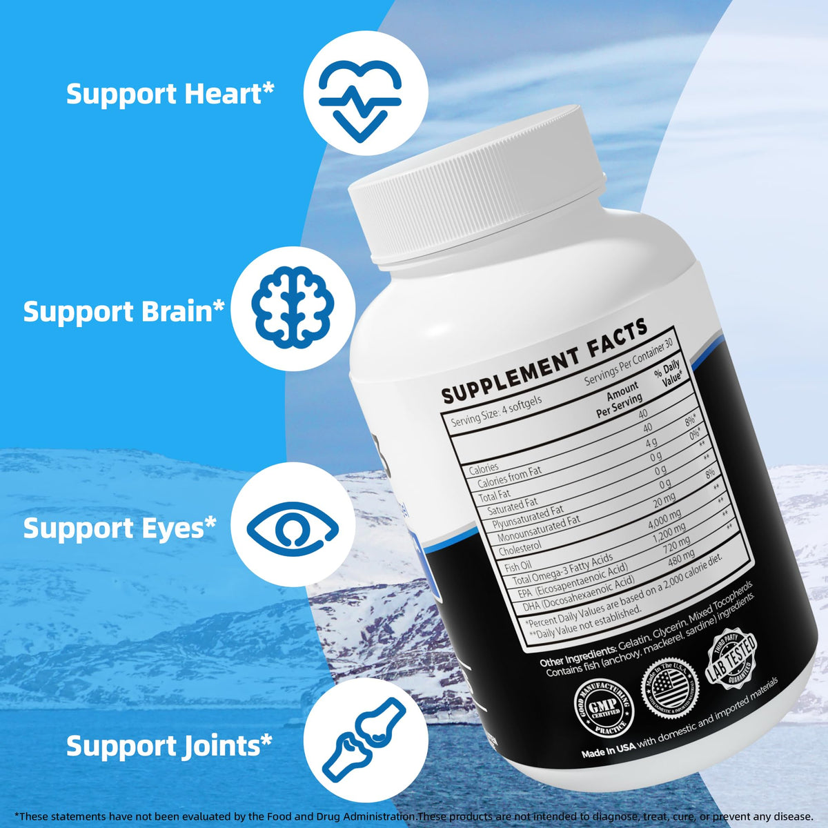 Omega 3 Fish Oil 4000mg 120 Softgels EPA DHA S390
