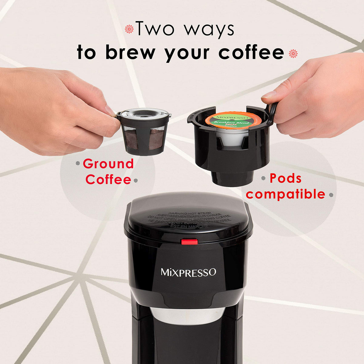 Single Serve Coffee Maker for K Pods & Grounds R742021