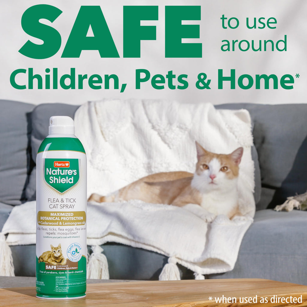 Flea & Tick Spray Treatment for Cats with Cedarwood and Lemongrass Oil, 14 Ounces N192619