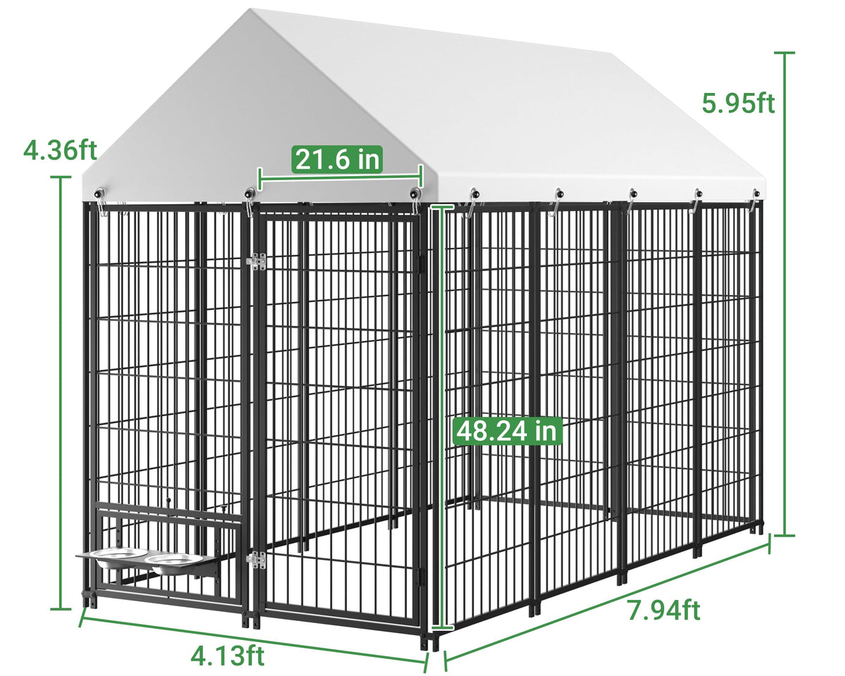 7.9 x 4.1 x 5.9 ft Outdoor Dog Kennel with Waterproof Roof C241747