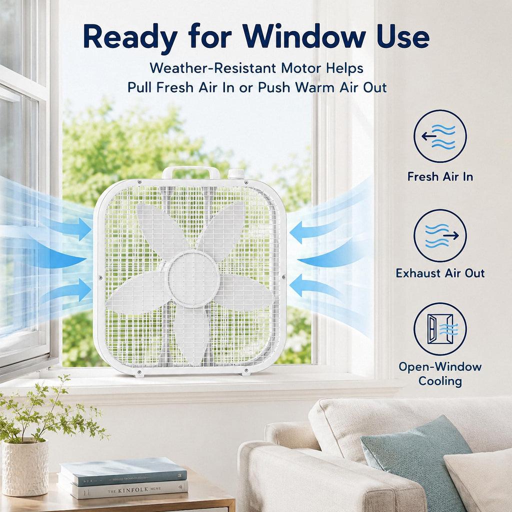 20 Inch Portable Box Fan with 3 Speeds, White H753135