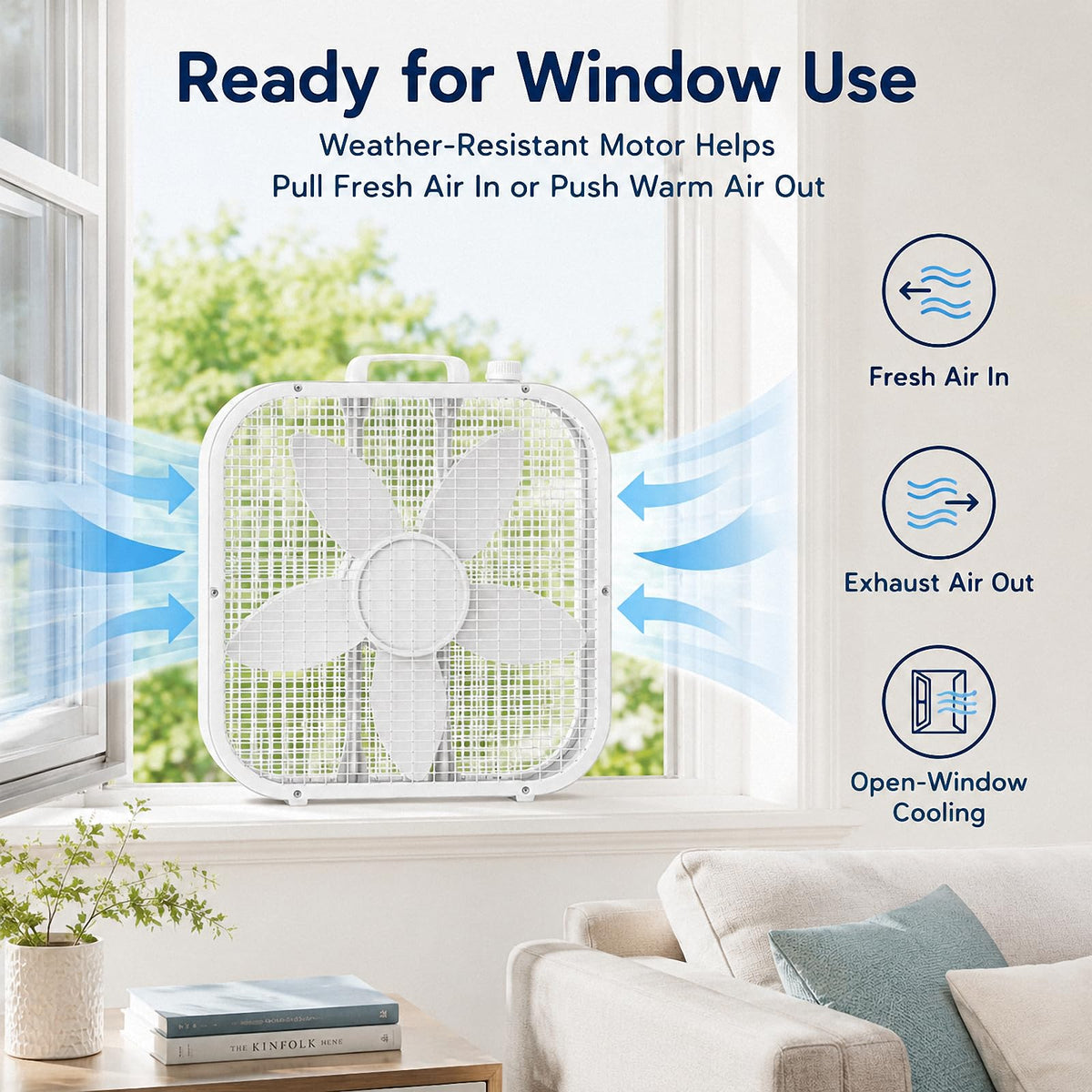 20 Inch Portable Box Fan with 3 Speeds, White H753135