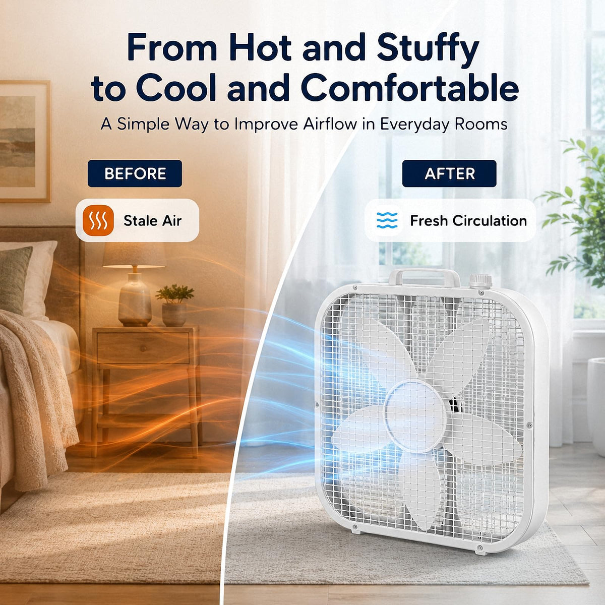 20 Inch Portable Box Fan with 3 Speeds, White H753135